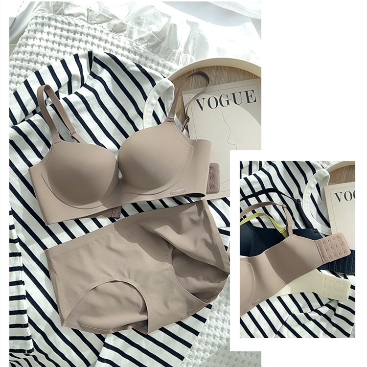 Set Áo Lót Không Đường May + Quần Lót Màu Sắc Tương Phản Thời Trang Cho Nữ