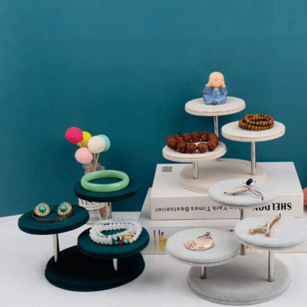 IVORY Giá Đỡ Trưng Bày Trang Sức 3 Tầng Hình Tròn Màu Hồng Tháo Rời Được Đa Năng Sắp Xếp Gọn Gàng