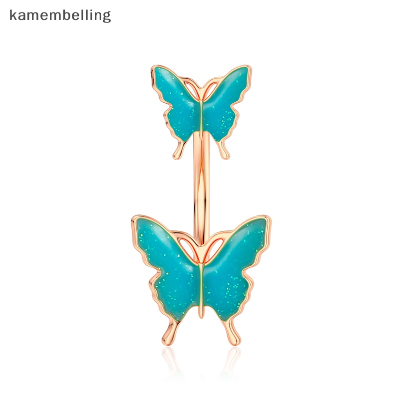 Khuyên Rốn Bằng Thép Không Gỉ Hình Bướm Đính Đá kamembelling