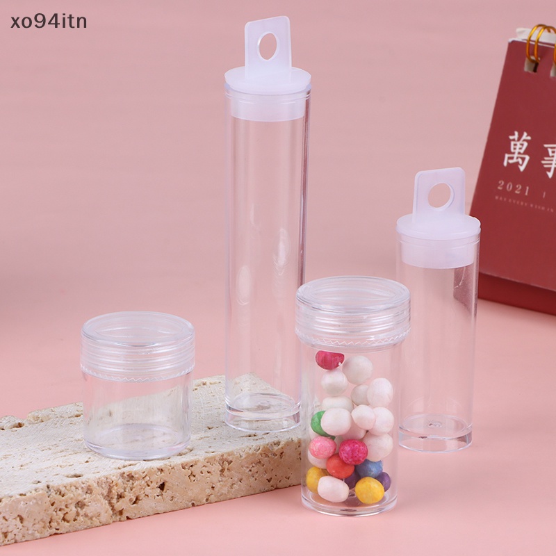 Tn Bộ 2 Hộp Nhựa PP Trong Suốt Hình Trụ Đựng Trang Sức Làm Móng Tay