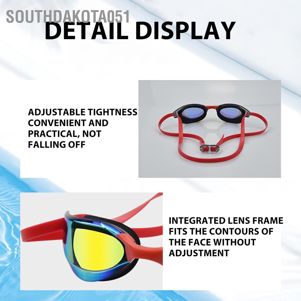 Southdakota051 Kính bơi dành cho người lớn Không rò rỉ Bảo vệ khỏi tia cực tím đua Ống kính độ nét cao