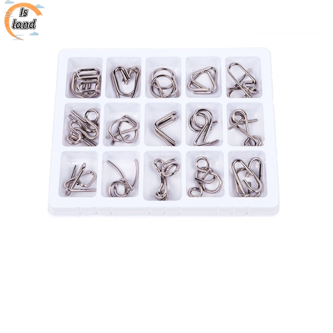 Set 15 Đồ Chơi Gỡ Rối IQ Bằng Kim Loại Giúp Rèn Luyện Trí Não