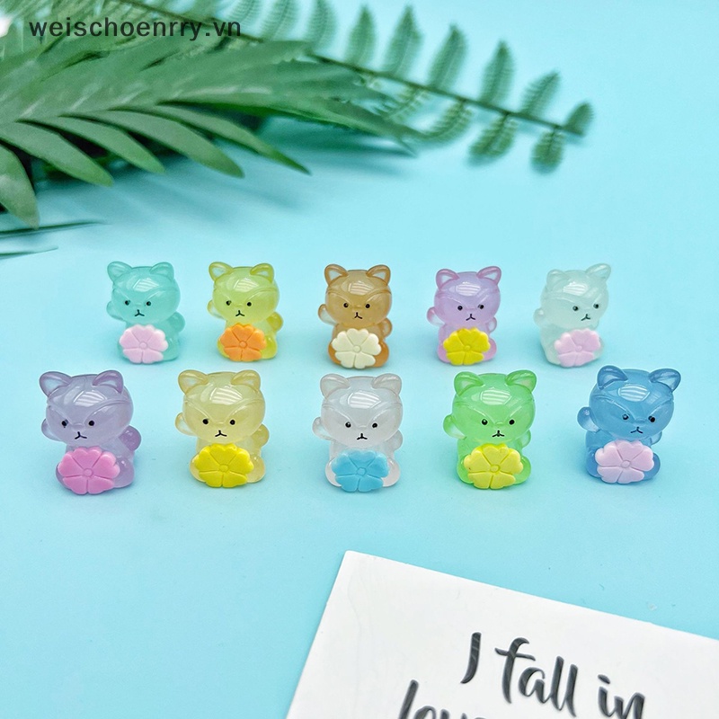 Set 2 Tượng Cáo Bằng Nhựa Phát Quang Dễ Thương Trang Trí Tiểu Cảnh