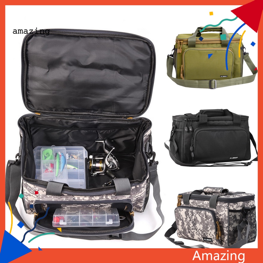 Túi Đựng Mồi Câu Cá Bằng Vải Bạt Cứng 600D Đeo Vai Nhiều Túi Có Khóa Kéo Tùy Chỉnh Sức Chứa Lớn