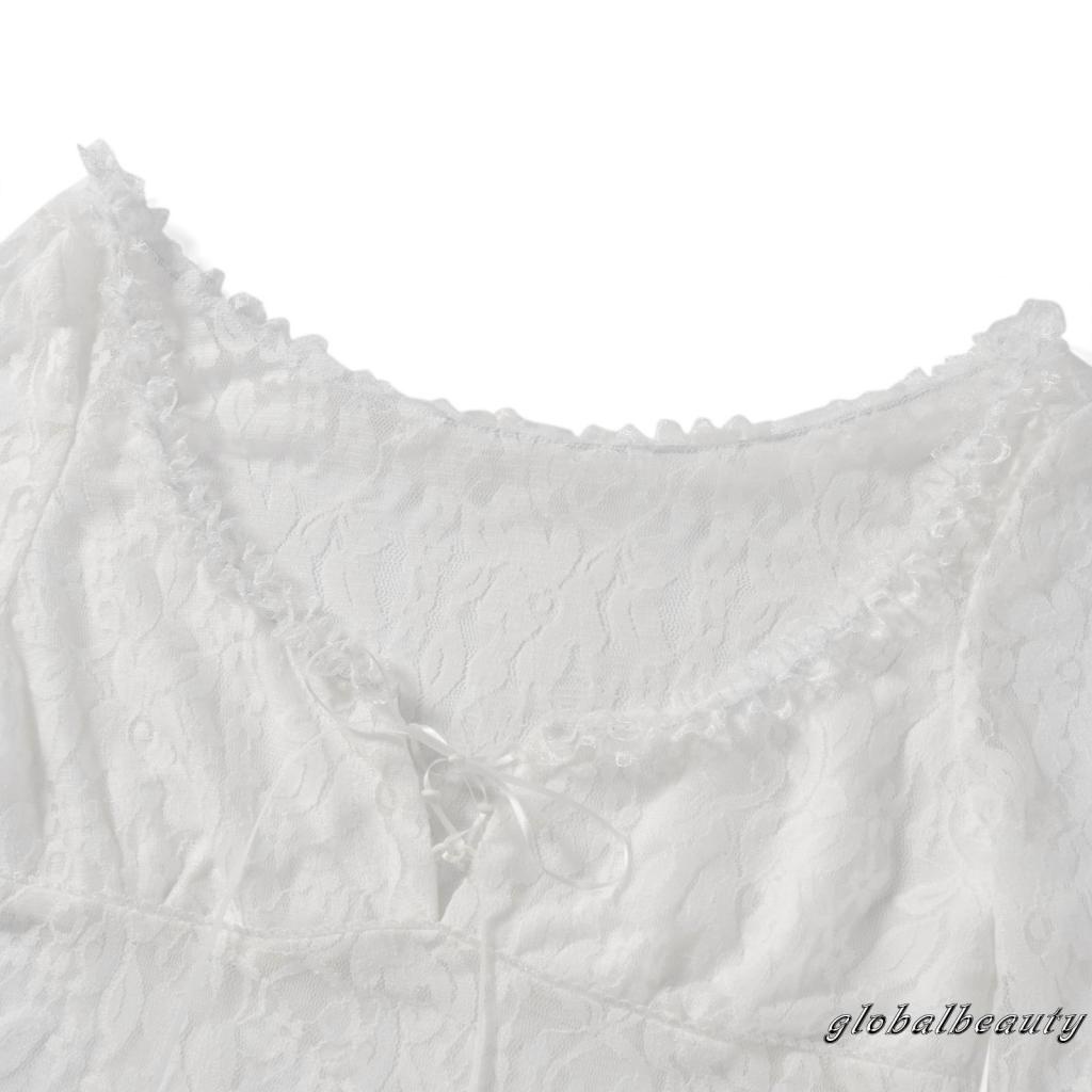 Áo Thun Tay 3 / 4 Phối Ren Xuyên Thấu Thời Trang Mùa Hè Cho Nữ