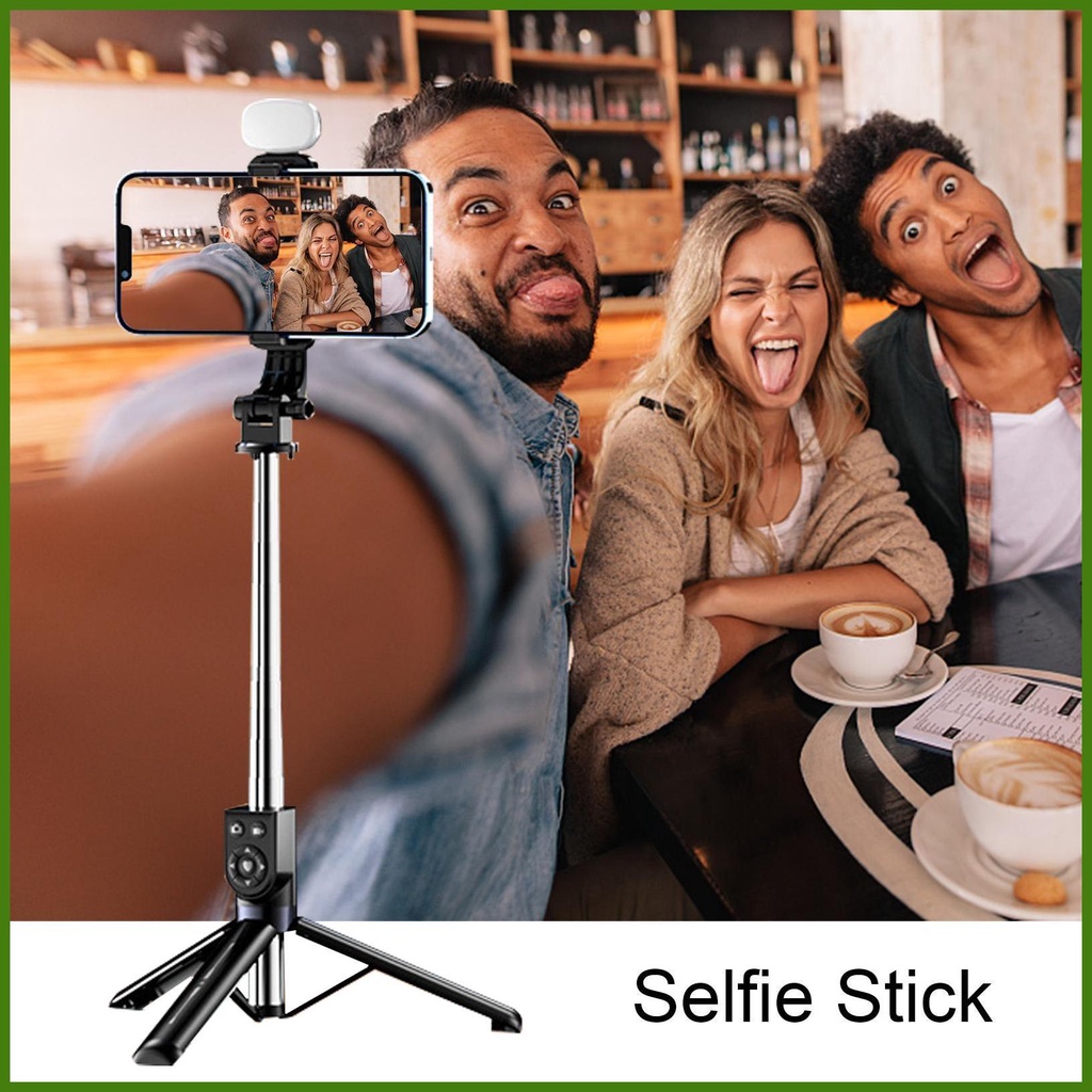 Giá Đỡ Ba Chân Mini Không Dây Điều Khiển Từ Xa Kèm Đèn Tròn Cố Định Cho Chụp Ảnh Selfie