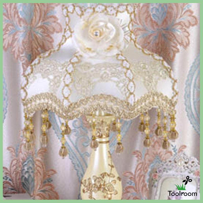 Chụp Đèn E27 [Toolroom] Bằng Vải Viền Tua Rua Phong Cách Cổ Điển Cho Đèn Bàn E27