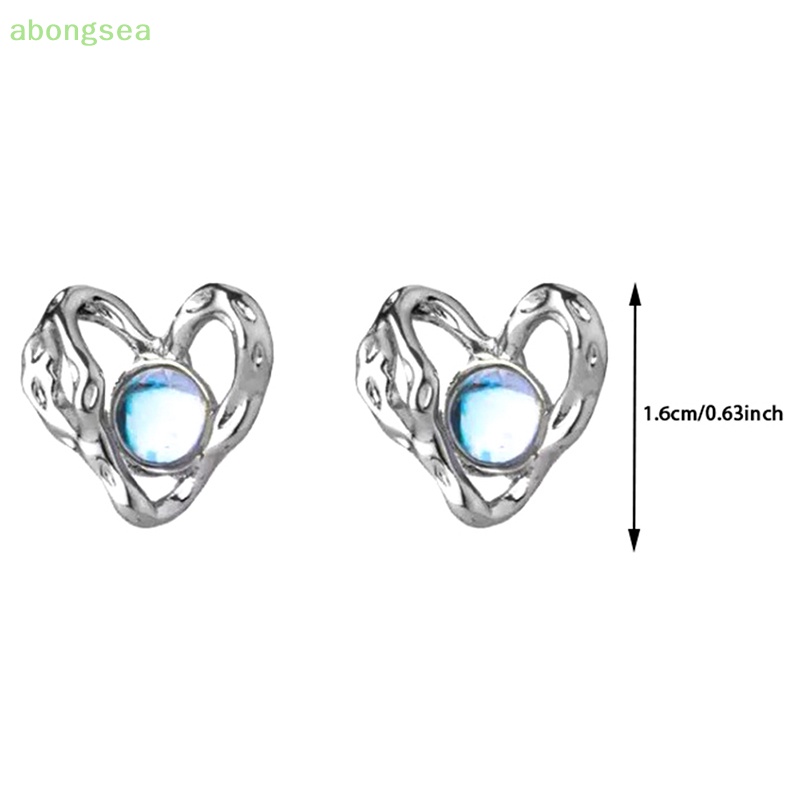 Abongsea Bông Tai Kim Loại Hình Trái Tim Đơn Giản Thời Trang Dành Cho Nữ