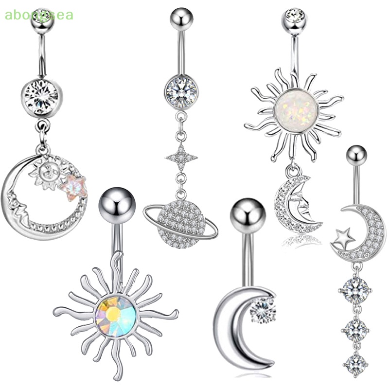 Khuyên Rốn Đính Đá Zircon Hình Mặt Trăng Thời Trang Cho Nữ