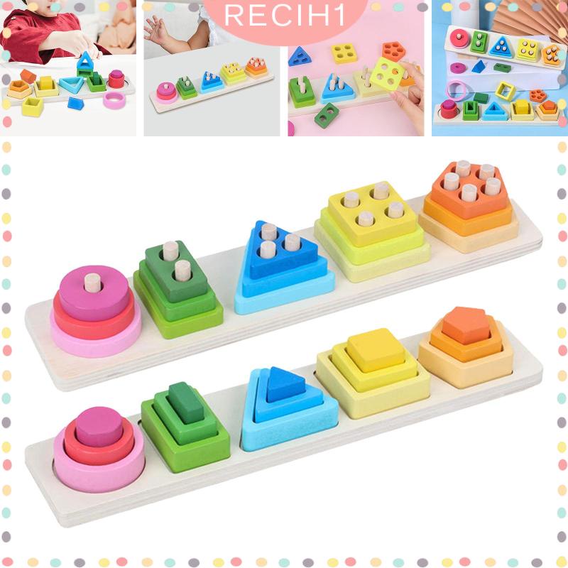 [Recih] Đồ Chơi Khối Xếp Chồng Lên Nhau Nhận Diện Màu Sắc Giáo Dục Sớm Cho Bé