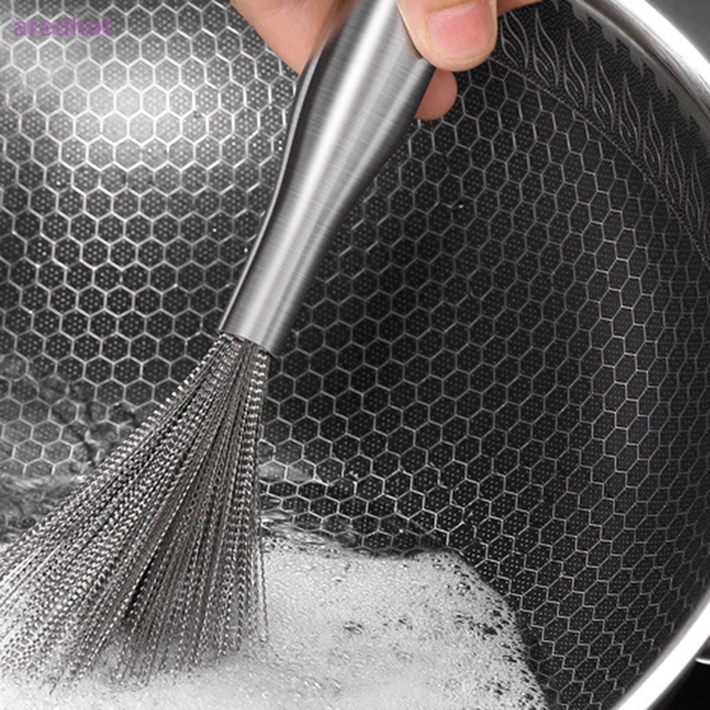 Bàn Chải Chà Nồi Bằng Thép Không Gỉ Với Tay Cầm Dài Tiện Dụng Mới