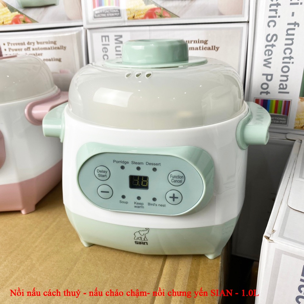 Nồi nấu cháo chậm SIAN 1.0L nồi nấu cháo cho bé ninh xương chưng yến hầm cách thủy đa năng.