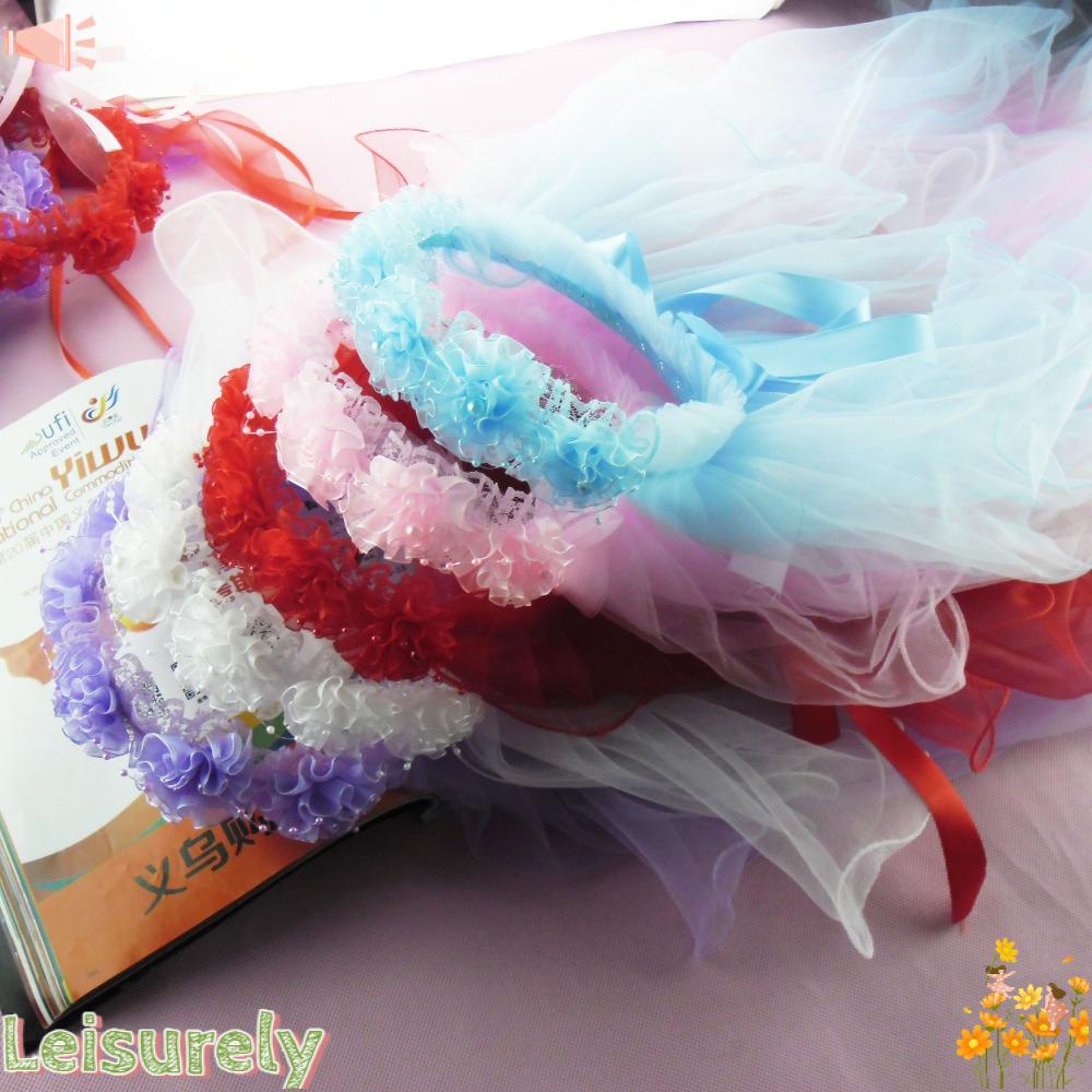 Vòng Hoa Đội Đầu Bằng Vải Tuyn Thời Trang Cho Cô Dâu