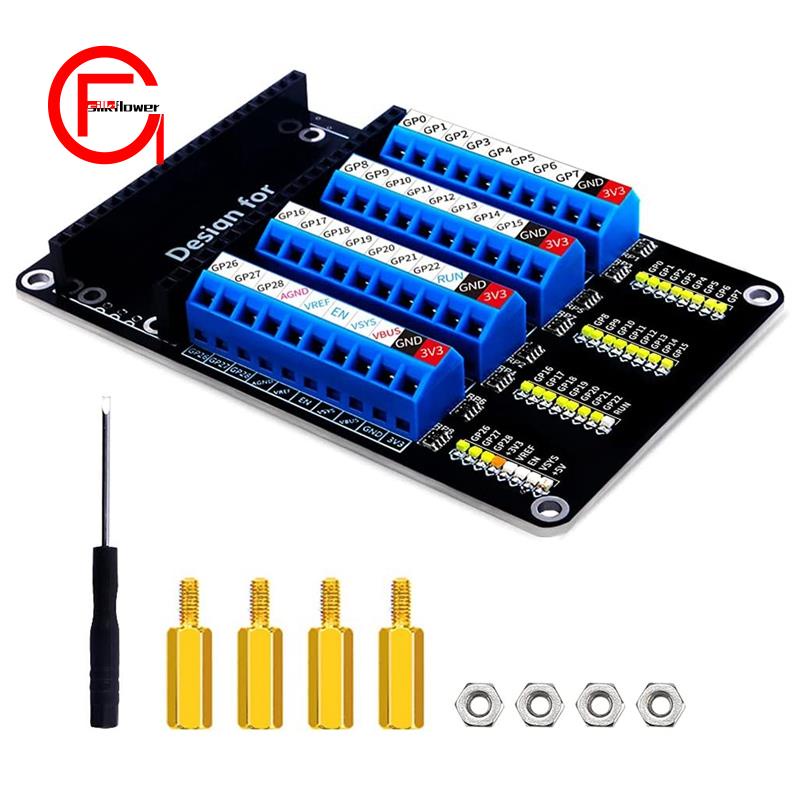 Bảng mở rộng đầu cuối trục vít . Bảng mô-đun đột phá khối đầu cuối vít có đèn LED cho mâm xôi Pi Pico