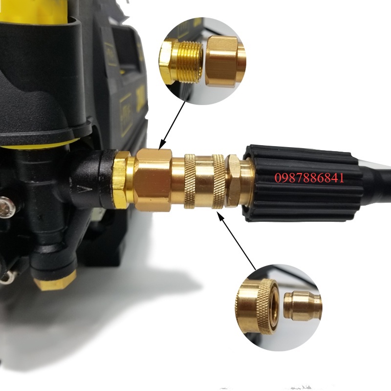 Bộ đầu ra nối nhanh cho máy rửa xe áp lực cao, rửa xe gia đình  ren 22 mm