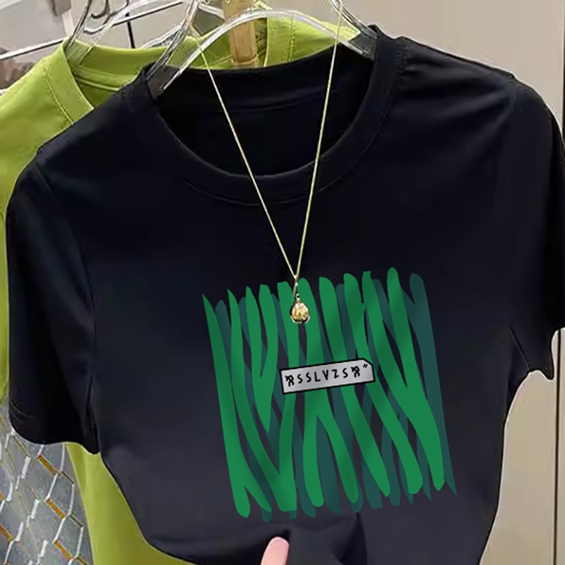 Áo thun NRVP 100% cotton tay ngắn cổ tròn in họa tiết phong cách Hàn Quốc cho nữ