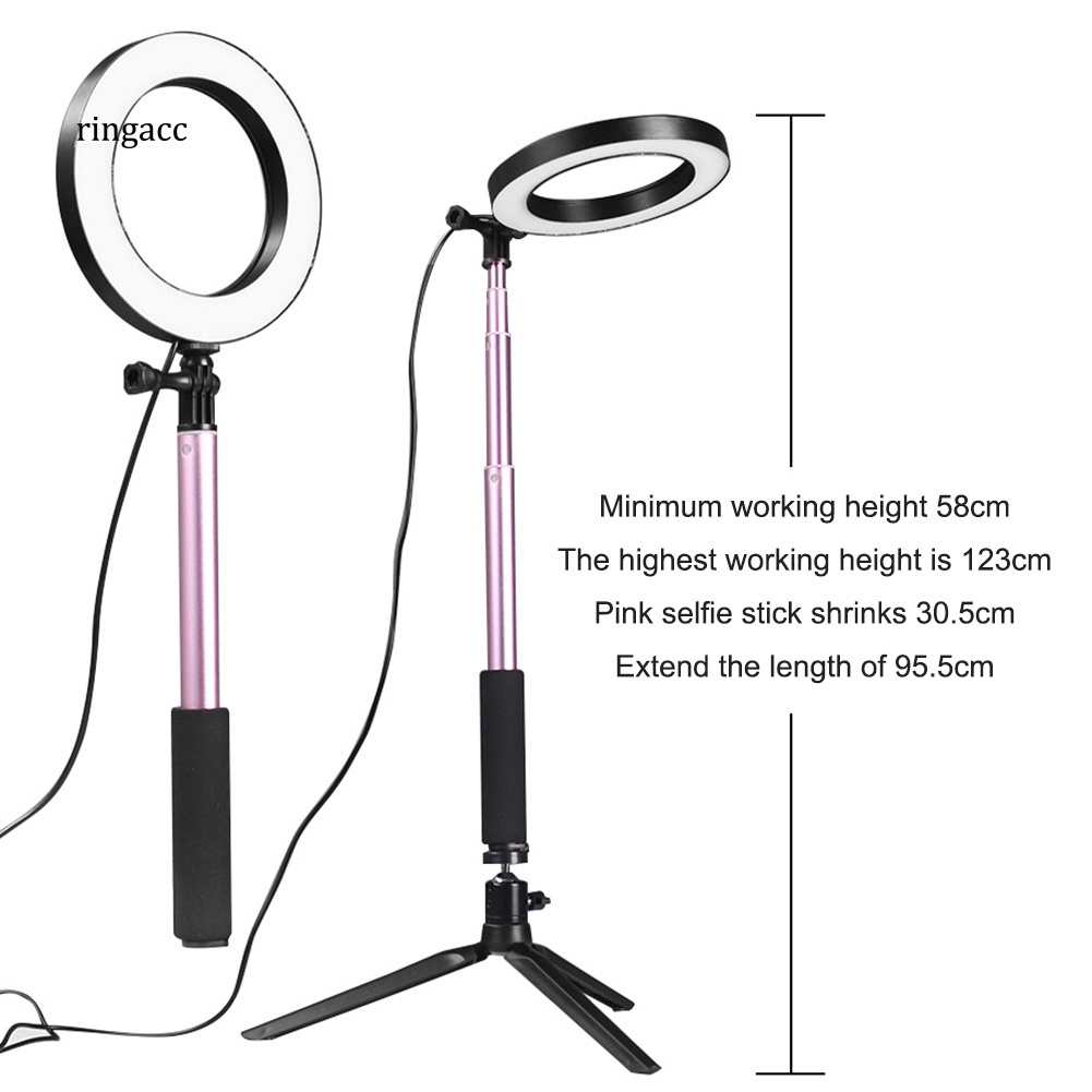 Vòng Đèn LED Tròn RGA Có Thể Điều Chỉnh Độ Sáng Kèm Giá Đỡ Ba Chân Cho Điện Thoại /