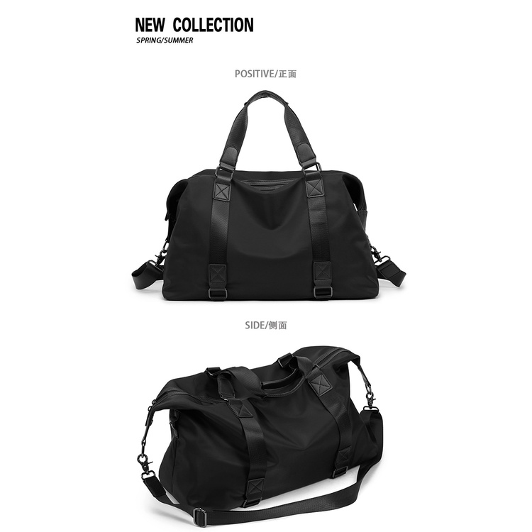 Túi Xách Du Lịch Vải Oxford Chống Thấm Nước Sức Chứa Lớn Màu Đen Cho Nam