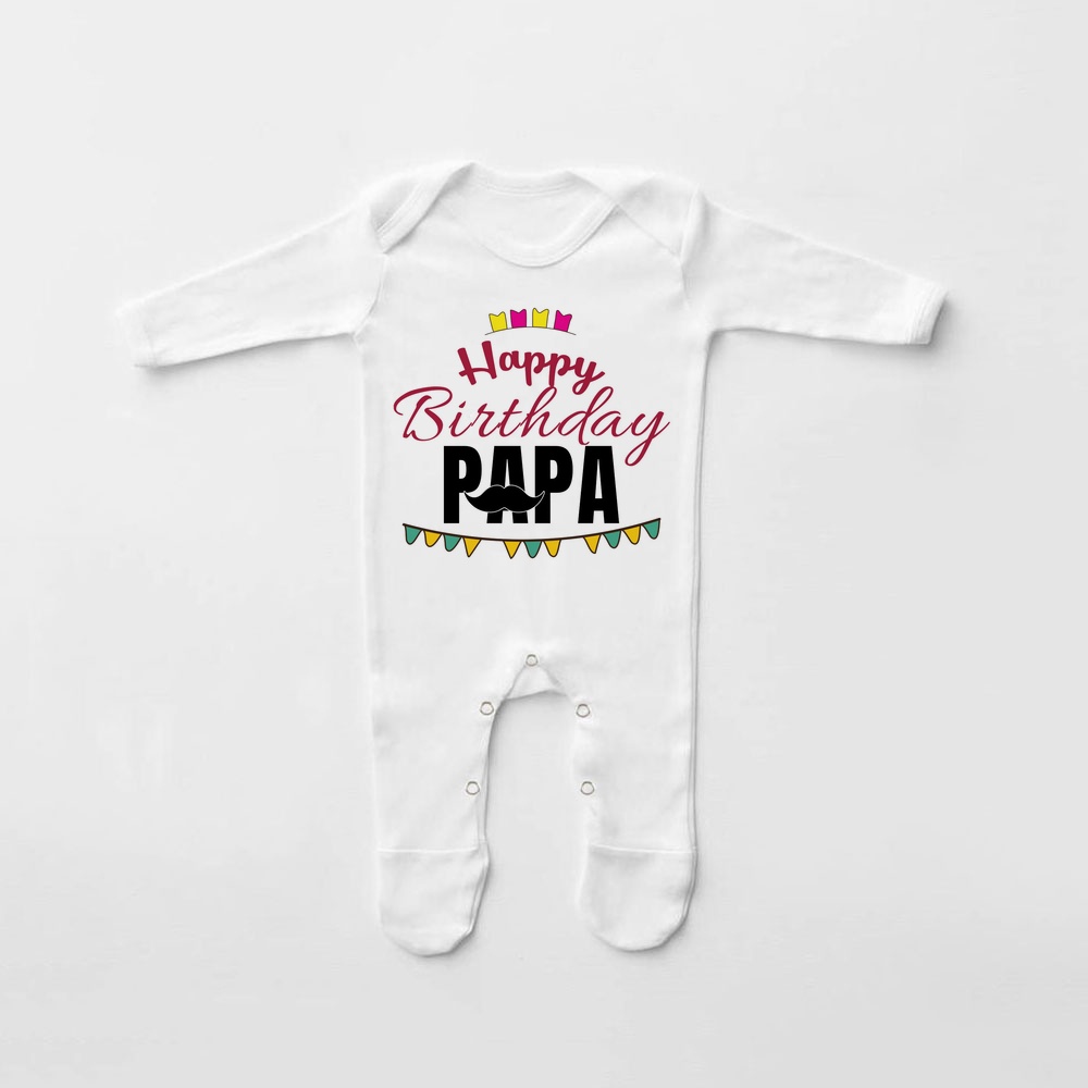 Babygrow Bộ Đồ Ngủ In Chữ happy birthday Dad Cho Bé Sơ Sinh