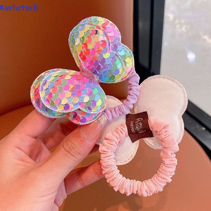 Dây Buộc Tóc Hai Lớp Đính Kim Sa Thắt Nơ Xinh Xắn Cho Bé Gái Mới