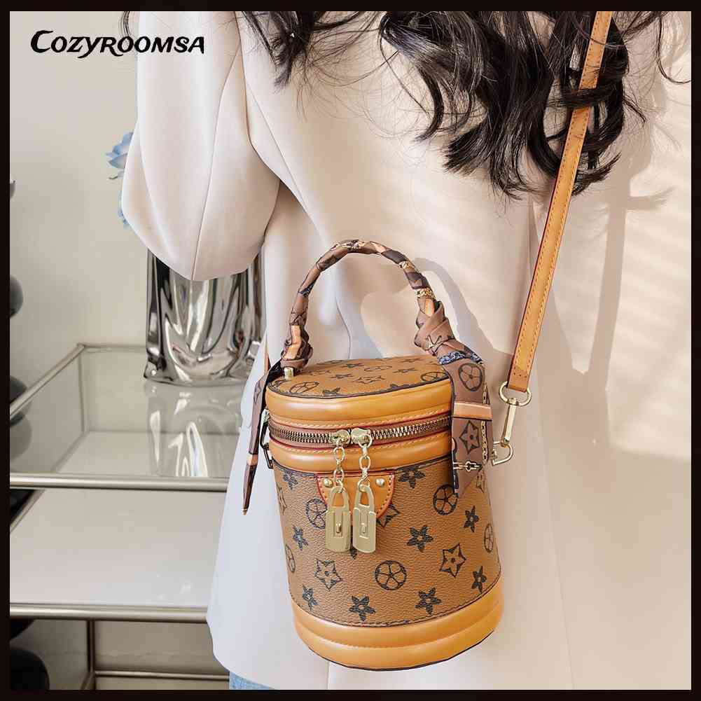 Túi Bucket Cỡ Lớn Có Khóa Kéo Phong Cách Retro Thời Trang Cho Nữ