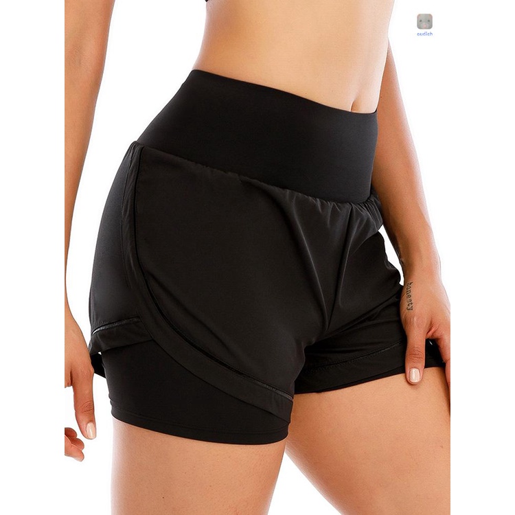 Quần Short Thể Thao 2 Trong 1 Lưng Thun Nhanh Khô Thoáng Khí Cho Nữ