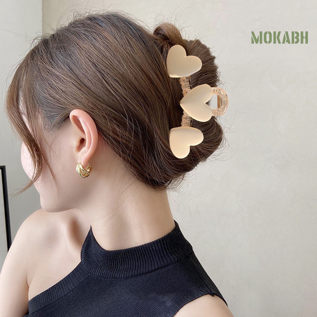 Kẹp Tóc Càng Cua Hình Trái Tim Trong Suốt Co Giãn Chống Trượt Thời Trang Cho Nữ