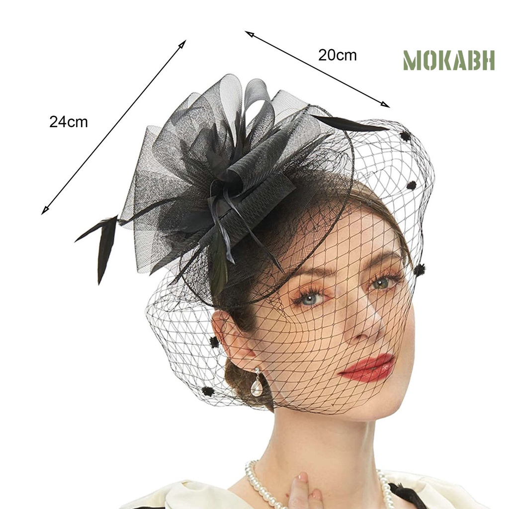 [Mok Abh] Mạng Che Mặt Bằng Vải Lưới Mỏng Họa Tiết Hoa Lớn Thanh Lịch Cổ Điển Trang Phục Đám Cưới / Tiệc Cocktail Dành Cho Bạn Nữ