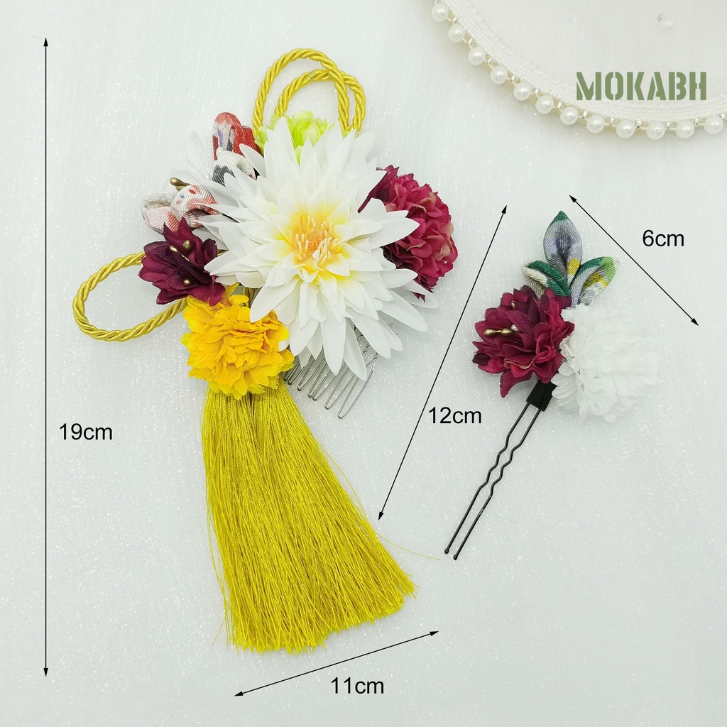 Bộ 2 Kẹp Tóc Họa Tiết Hoa Nhiều Màu Sắc Phong Cách Nhật Bản