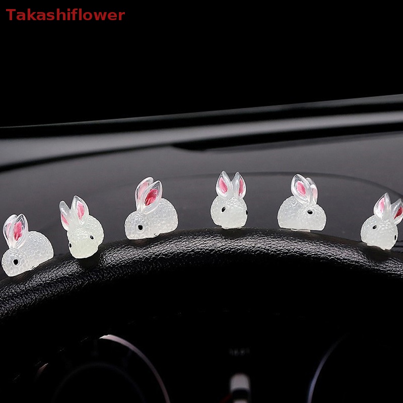 Set 10 Tượng Thỏ Dạ Quang Mini Bằng Nhựa Resin Dễ Thương Trang Trí Tiểu Cảnh