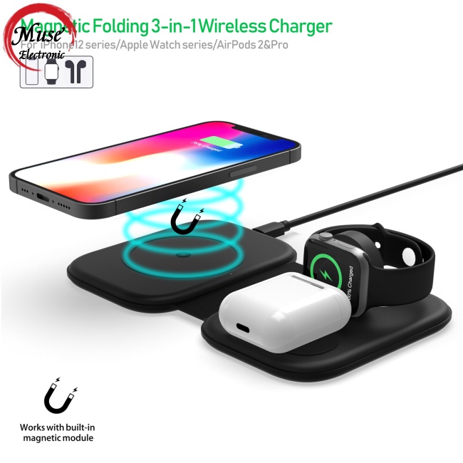 Đế Sạc Điện Thoại / iwatch / tws Không Dây 3 Trong 1 Từ Tính F20 15w Sạc Nhanh