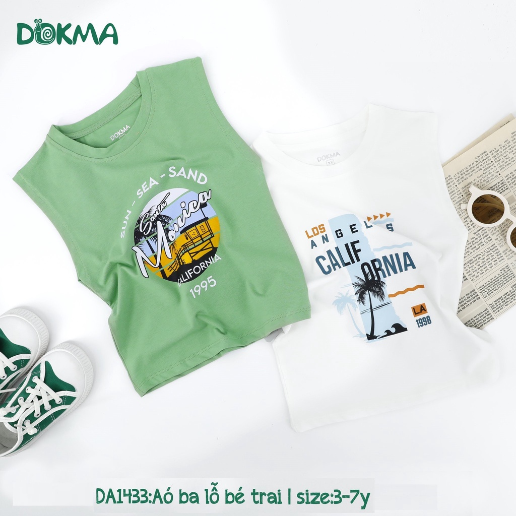 Áo 3 lỗ sát nách bé trai Dokma - chất cotton Mỹ mềm mát, thoáng khí