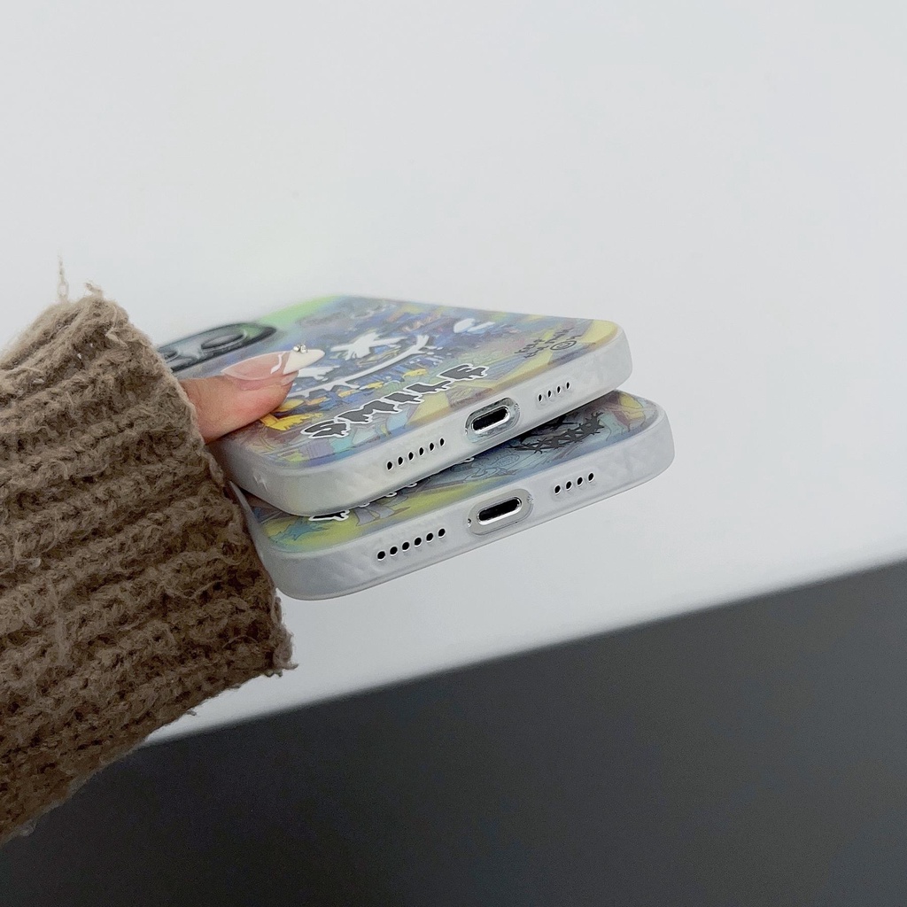 Ốp Điện Thoại Tpu Dẻo Trong Suốt Họa Tiết Graffiti Thời Trang Chống Sốc Cho iPhone 14 13 12 11 Pro Max