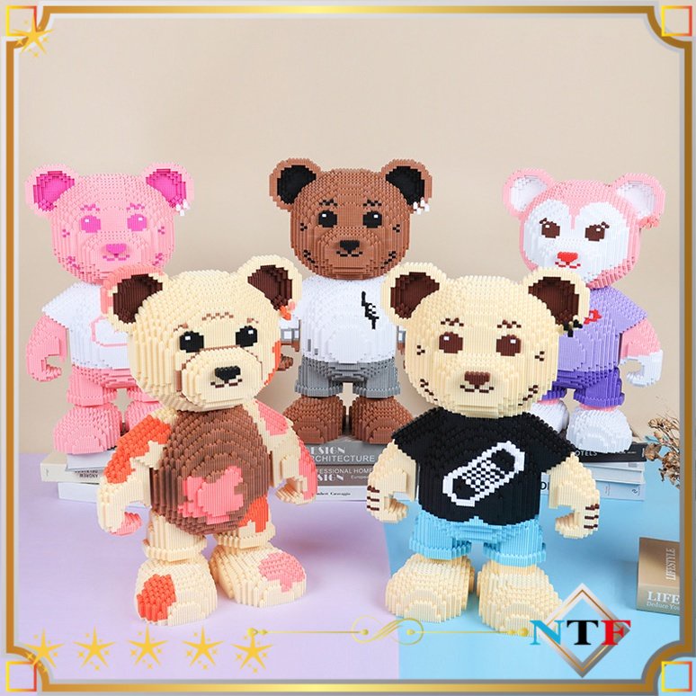 quà tặng bé 1-6 Bộ Đồ Chơi Mô Hình Lego Gia Đình Gấu Tribe of Teddy Bear Haicaipin 40cm