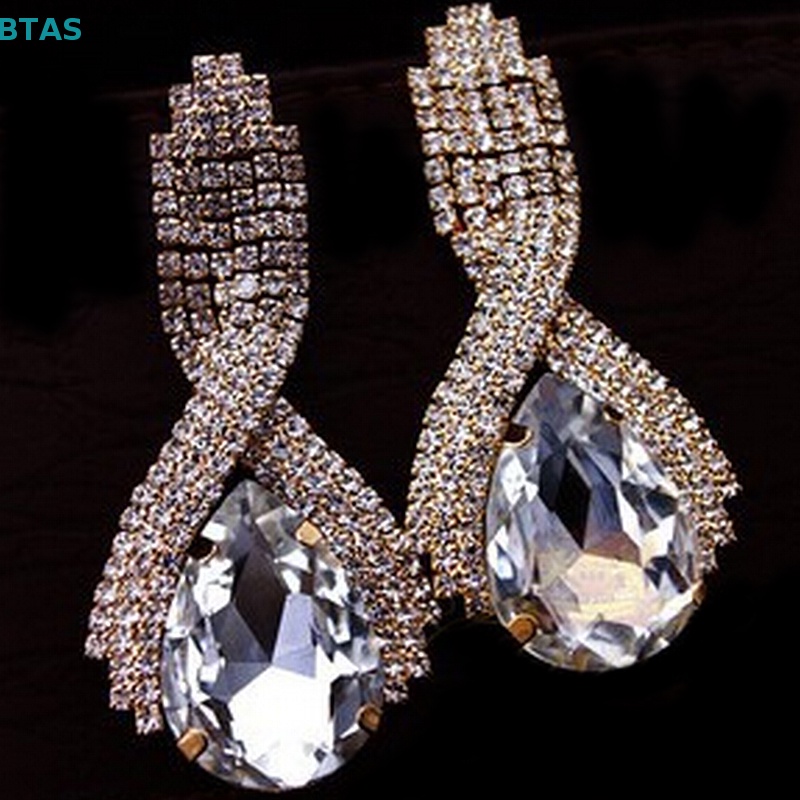 Bông Tai Đính Đá Hình Giọt Nước Thời Trang Cho Nữ