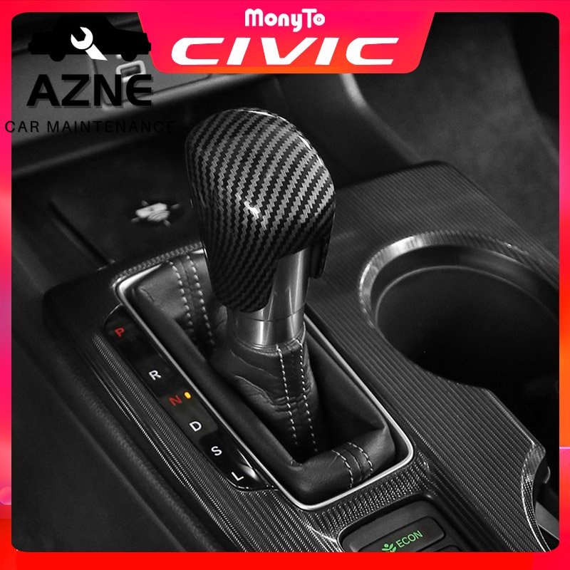 Vỏ Bọc Núm Cần Gạt Số Màu Đen In Họa Tiết Sợi Carbon Cho Xe Hơi Honda Civic Fe 2022 11th