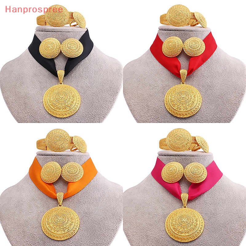 Hanprospree > Bộ Trang Sức Màu Vàng Đồng Châu Phi Mặt Vòng cổ Nhẫn Vòng Tay Kiểu Ý Thích Hợp Làm Quà Tặng Đám Cưới Cho