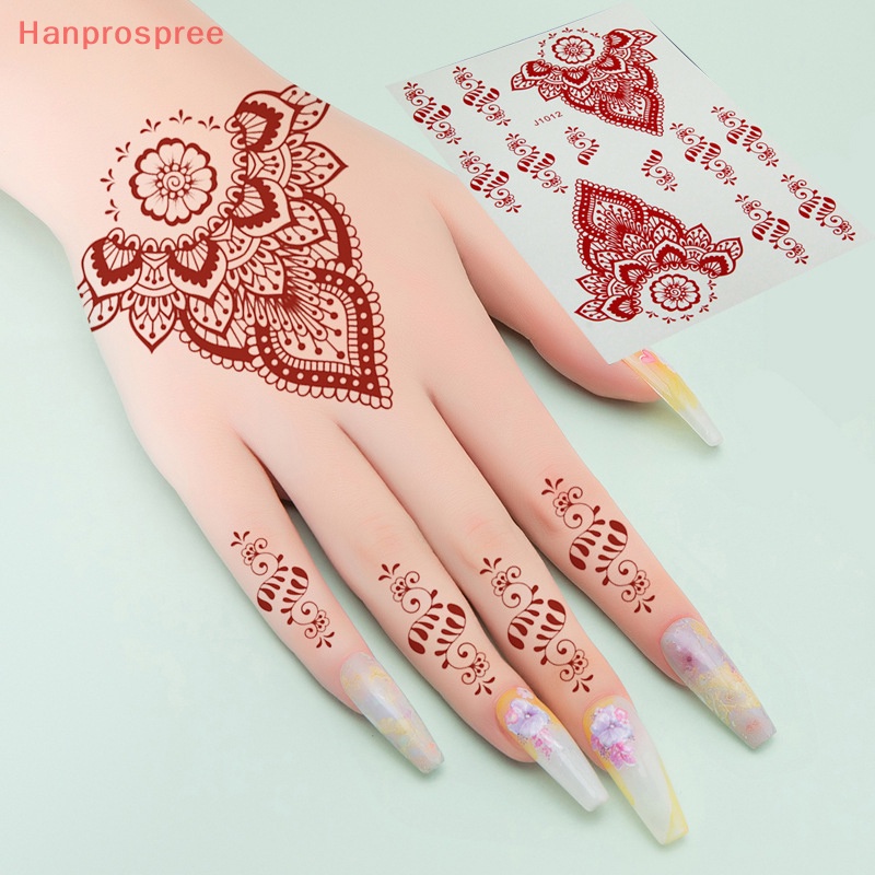 Hình Xăm Tạm Thời Henna Màu Đỏ Họa Tiết Hoa Mandala Mehndi Bảo Vệ Toàn Thân Chống Thấm Nước Cho Nữ
