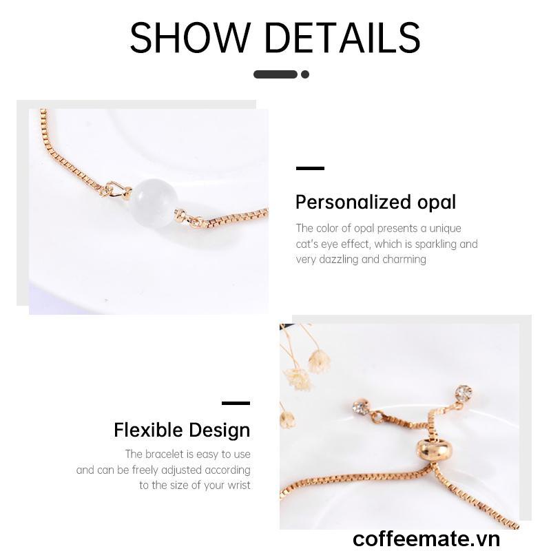 【coffeemate】⚡ Vòng đeo tay có thể điều chỉnh bằng opal có thể kéo được cá nhân hóa Vòng tay pha lê ngọt ngào kiểu cổ điển đơn giản