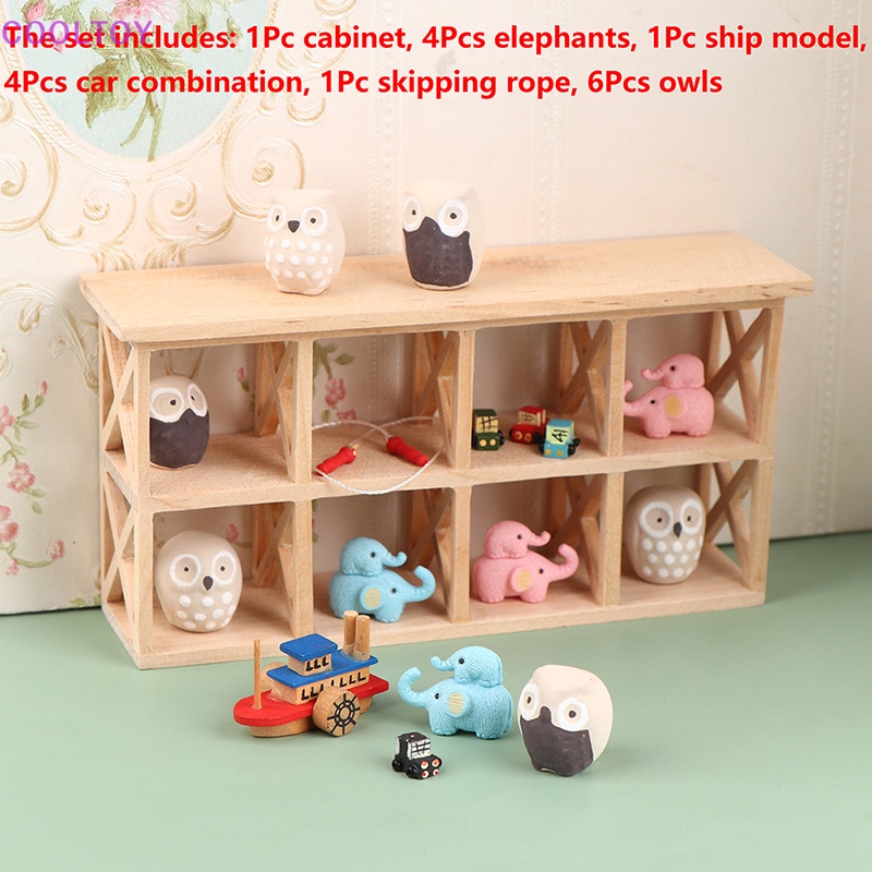 1 Bộ Giá Đỡ Trưng Bày Mô Hình Chim Cú / Voi / Chim Cú Trang Trí Nội Thất Nhà Búp Bê 1: 12