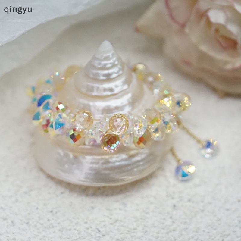 Qingyu Mới Vòng Tay Chuỗi Hạt Đá Pha Lê Nhân Tạo Lấp Lánh Co Giãn Thời Trang Cho Nữ