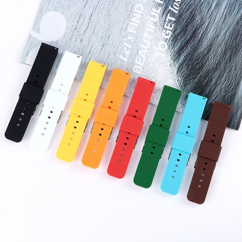 Dây Đeo Đồng Hồ Thay Thế Bằng Silicone Mềm Tháo Lắp Nhanh Chống Nước 18mm 20mm 22mm 14Mm 16mm