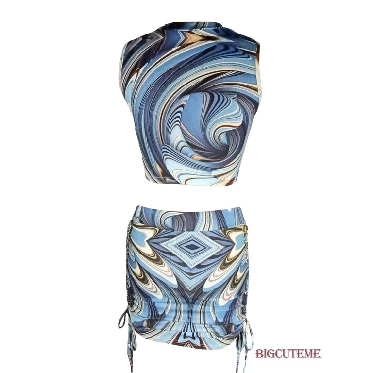 Set Áo 2 Dây + Chân Váy Mini In Họa Tiết Thời Trang Mùa Hè Cho Nữ