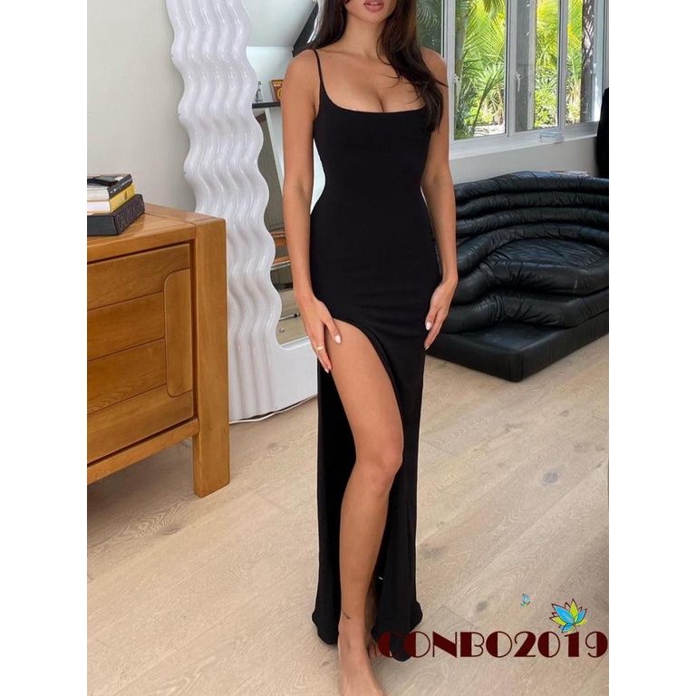 Đầm Dài Hai Dây Phối Ren Quyến Rũ Dành Cho Nữ