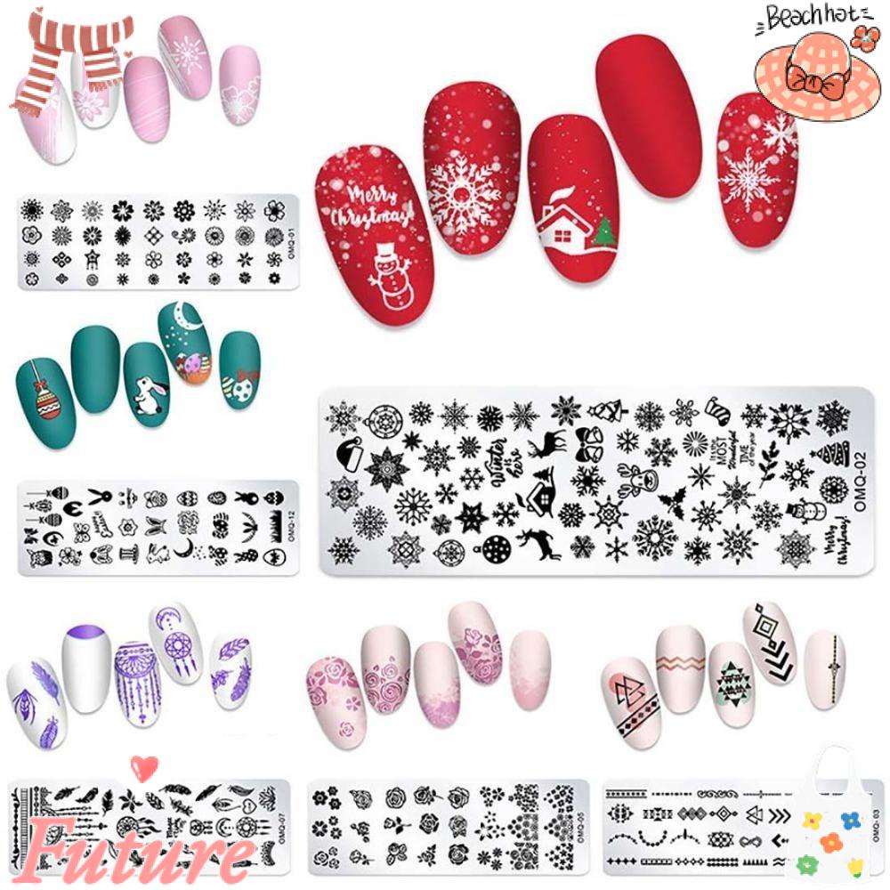 Khuôn In Họa Tiết Trang Trí Móng Tay Bằng Thép Không Gỉ Họa Tiết Hoạt Hình Hoa / Hình Học