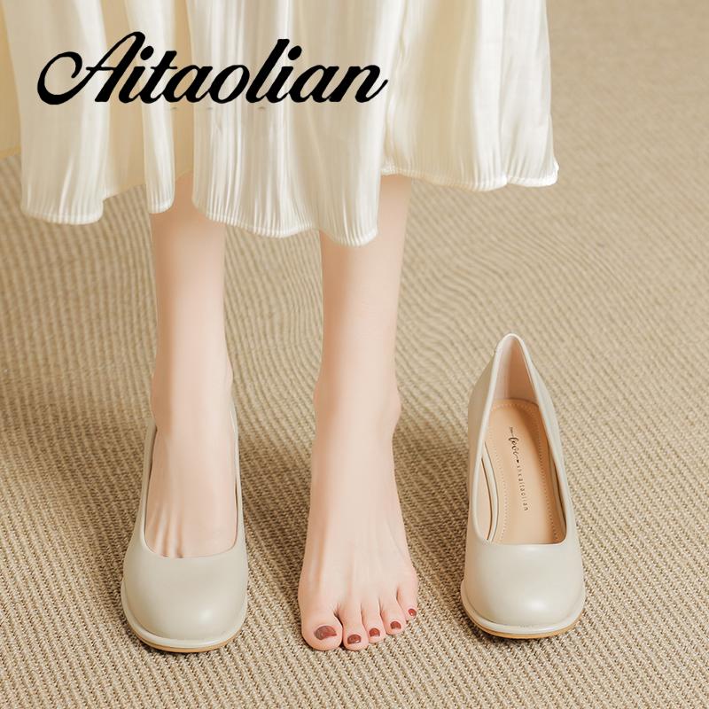 Giày Cao Gót 5cm Da Thật Mũi Vuông Phong Cách retro Anh Quốc Cho Nữ