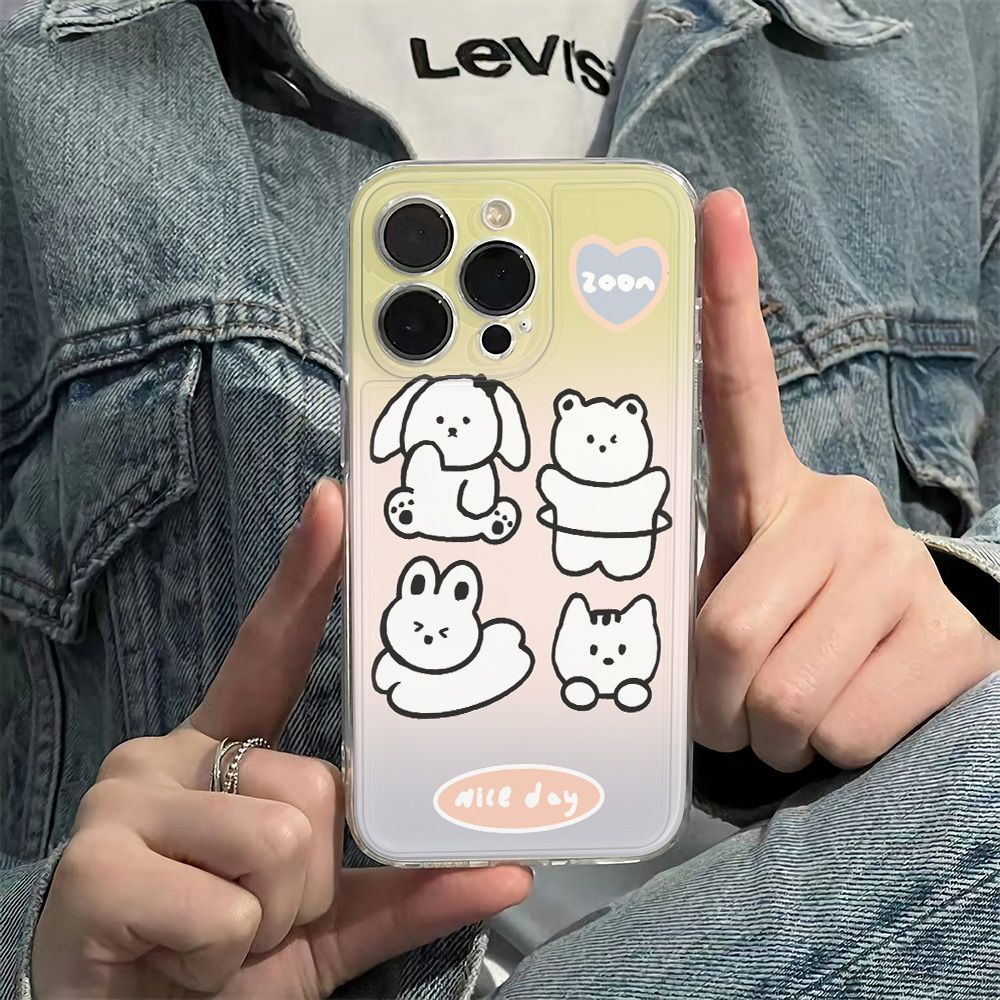 ✅Ốp Điện Thoại Mềm Chống Sốc Họa Tiết Động Vật Hoạt Hình Cho Iphone1213 plus1178 14pro 6In SPXB