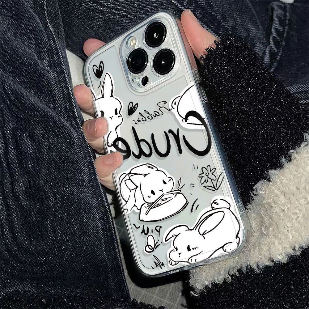 ✅Ốp Điện Thoại Mềm Chống Sốc Họa Tiết Thỏ 6In Phong Cách Đơn Giản 7813 Cho iPhone12max Line 1114pro