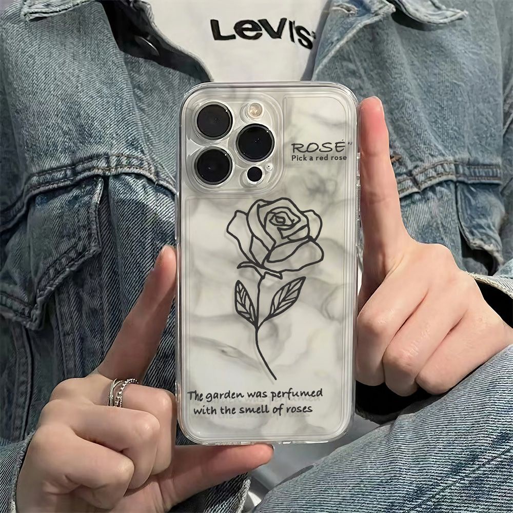 ✅Ốp Điện Thoại Chống Sốc Họa Tiết Hoa Hồng Đơn Giản Cho iPhone 6In7813Plus121114Găng Tay UECY Mềm Mại Chuyên Nghiệp