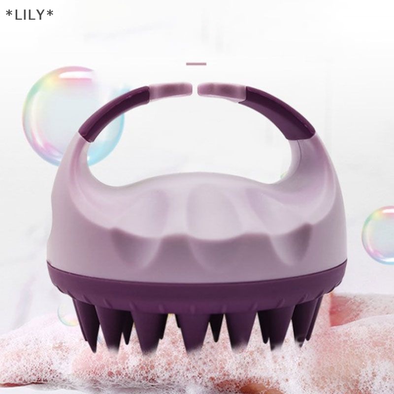 Lily xách tay Silicone dầu gội đầu bàn chải cầm tay Vòng mềm da đầu massage tóc bàn chải uuu